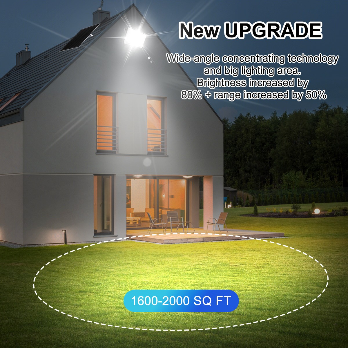 2000W LED Solar Flood Lights Outdoor Street Light Dusk to Dawn Flood Wall Lamp