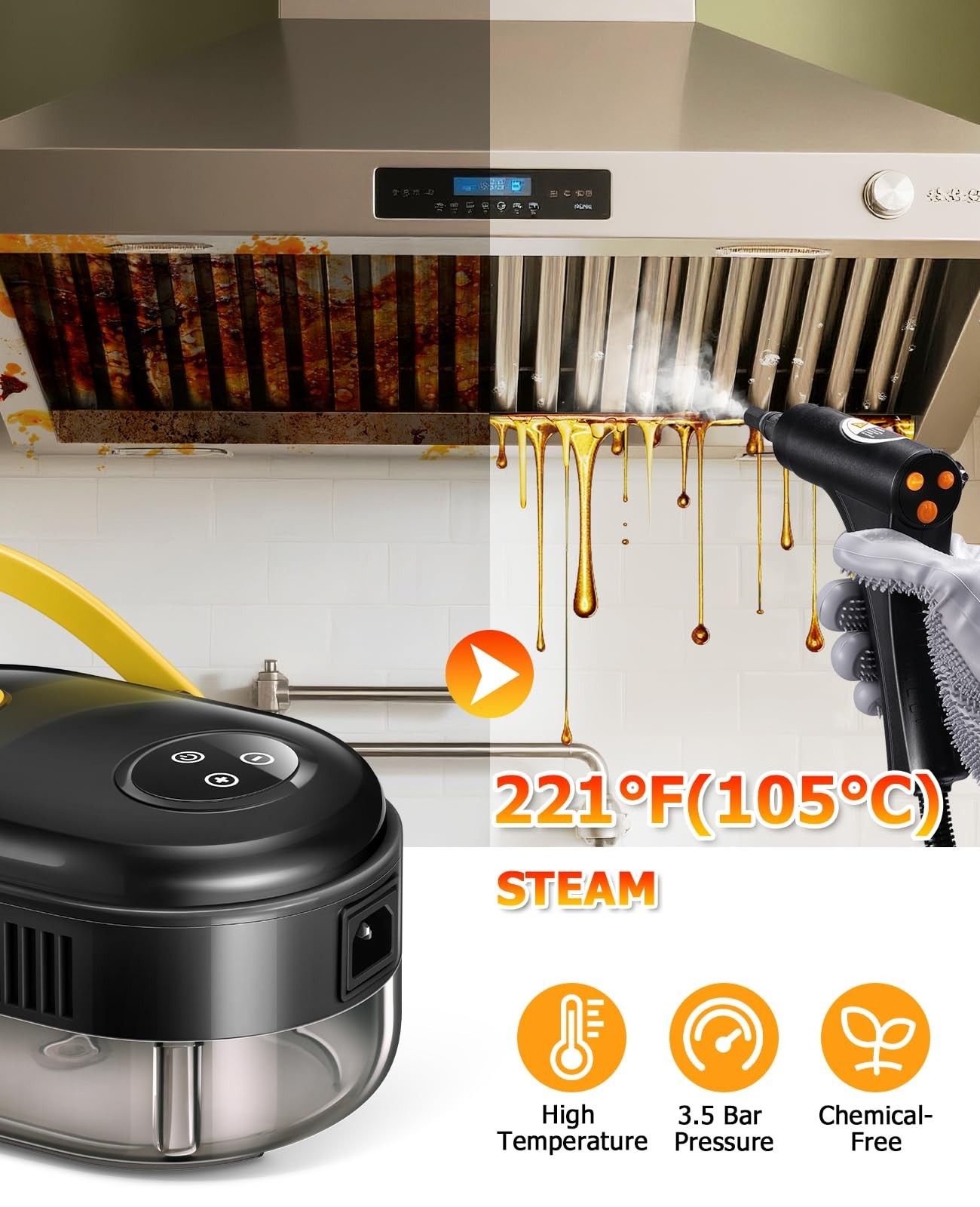 1500W Handheld Car Detailing Cleaning Machine High Temp Steam Cleaner Household