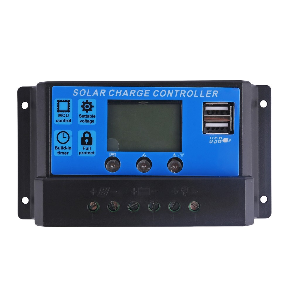 30A Solar Panel Battery Charger Controller 12V/24V LCD Regulator Auto Dual USB