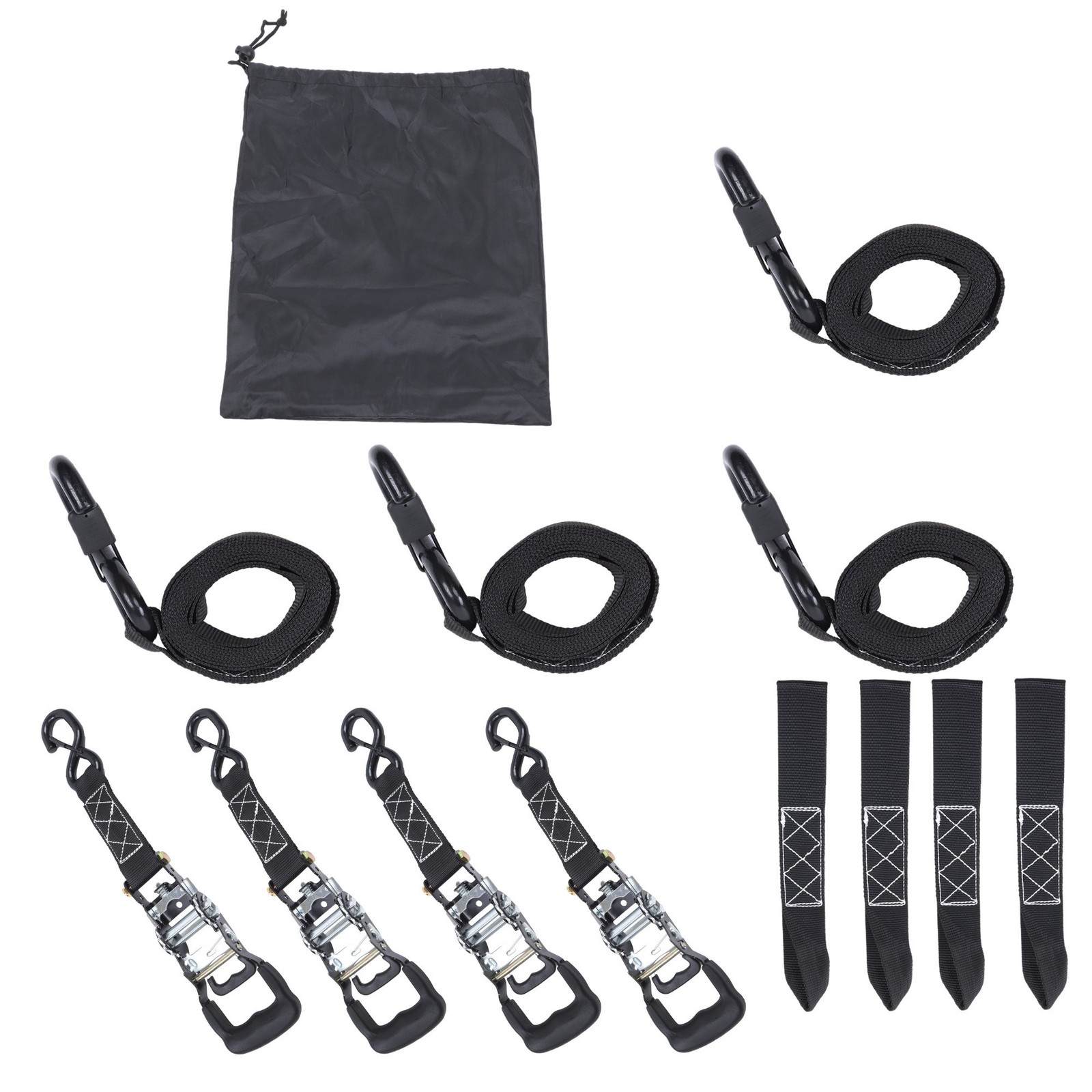 4 Pack 1.6 In x 8 Ft Ratchet Tie Down Straps 5208lbs Break Strength w/ S Hooks