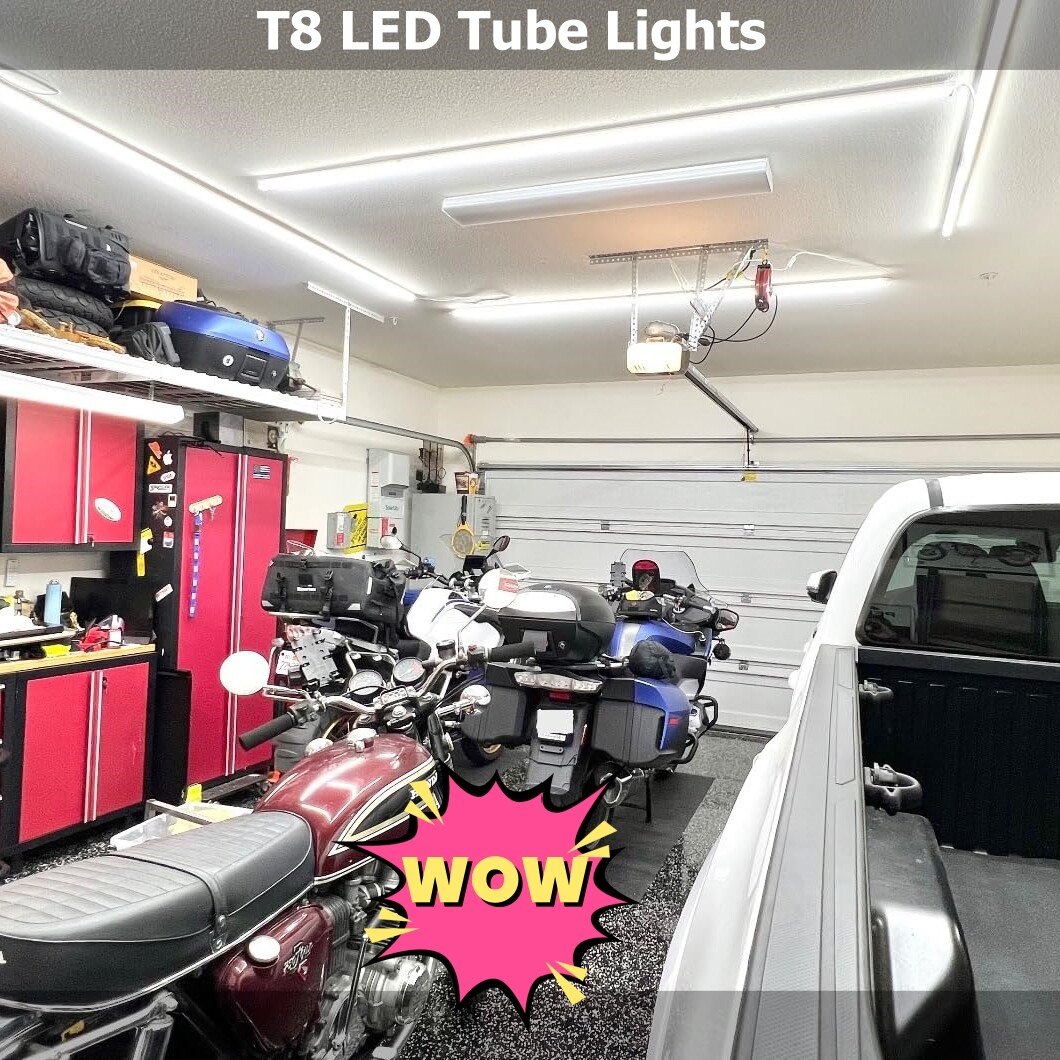 T8 2FT 4FT 8FT LED Shop Light Fixture 20W-120W LED Tube Light 6000K Linkable 36W