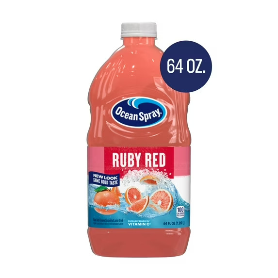 Ocean Spray Ruby Red Grapefruit Juice Drink, 64 fl oz Bottle (2 pack)