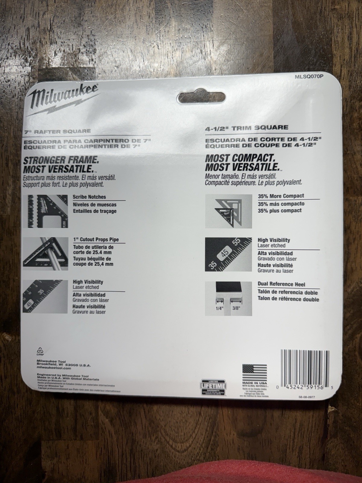 Milwaukee NEW & SEALED 7” Rafter Square & 4-1/2” Trim Square Set MLSQ070P