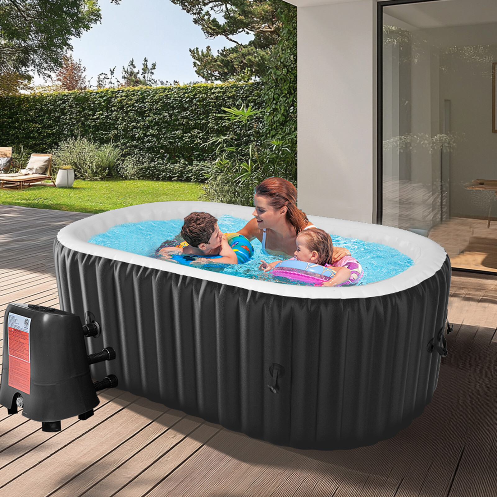 Docred 2 Person Portable Inflatable Hot Tub Spa w 100 Air Jet for Patio Backyard