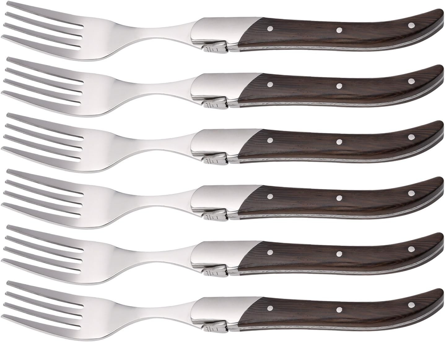 Laguiole by FlyingColors 6 Dinner Forks Set Stainless Steel Wood Handle Gift Box