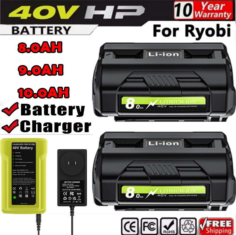 8-10Ah Replacement Battery For Ryobi 40V Lithium Battery OP4050 OP40261 OP40602