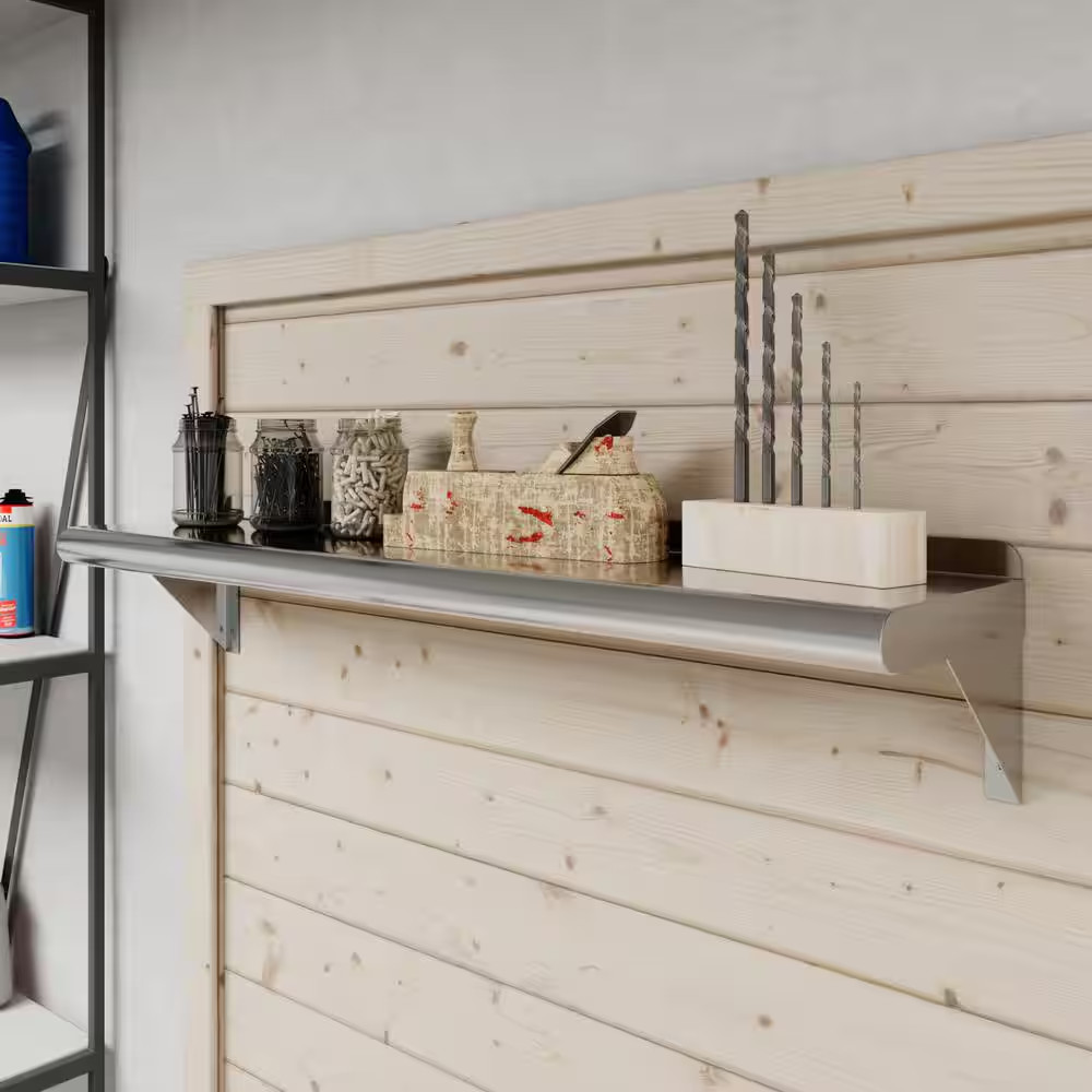 8 In. X 36 In. Stainless Steel Wall Shelf. Kitchen, Restaurant, Garage, Laundry,