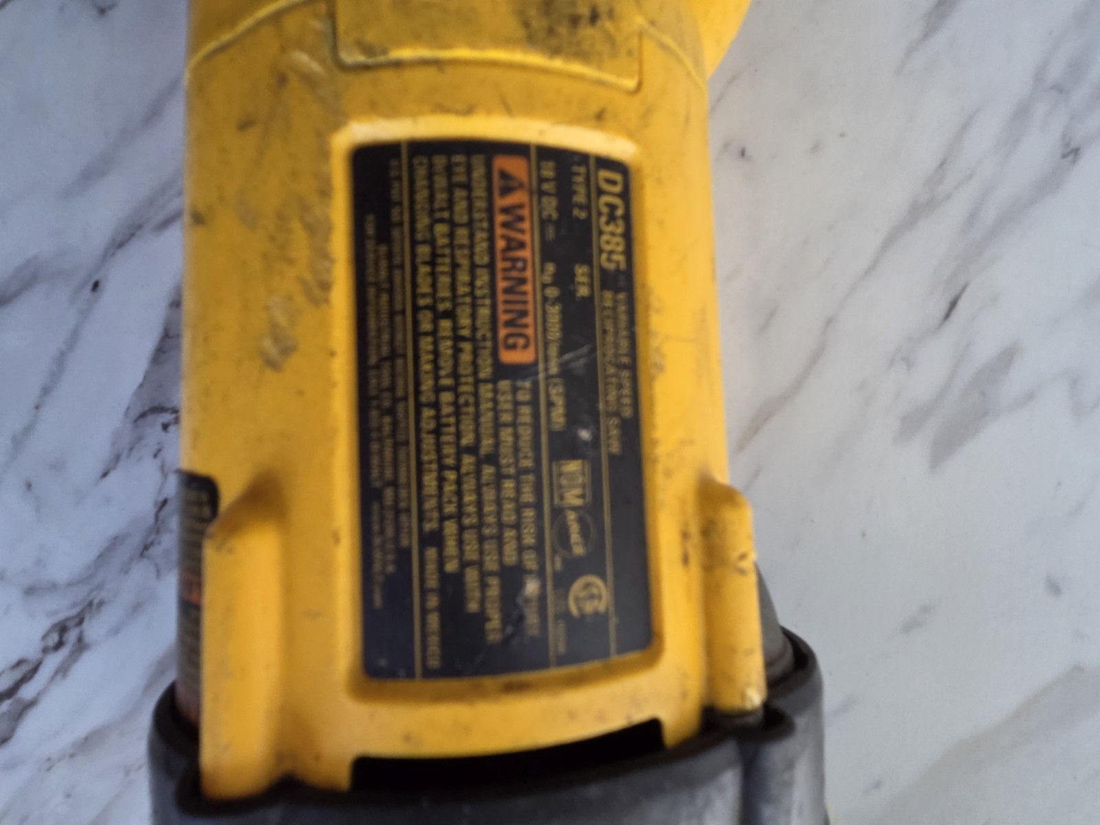 DeWalt DC385 18V Cordless Variable Speed Reciprocating Saw Tool Only No Battery