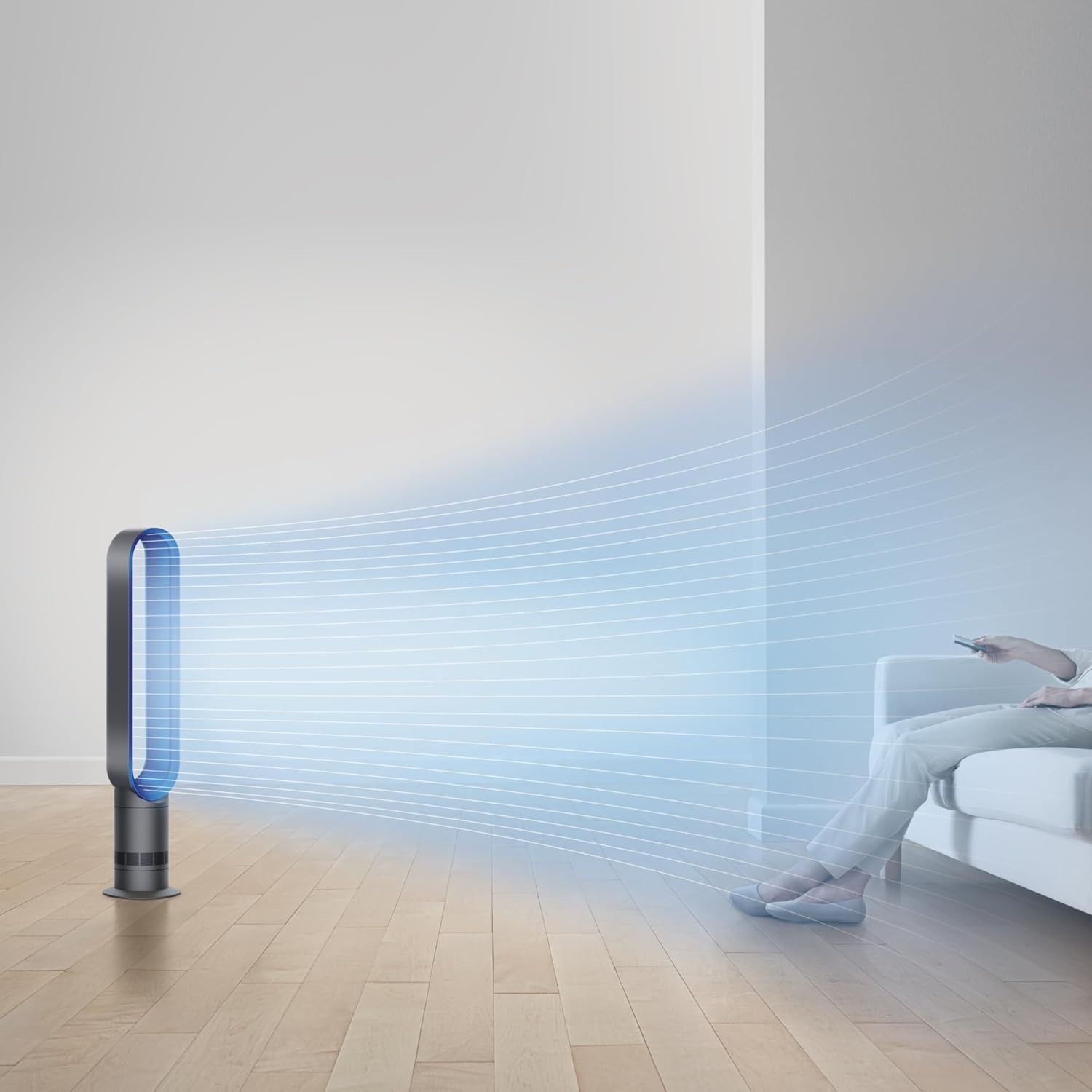 Dyson Cool AM07 Air Multiplier Bladeless Tower Fan, 70° oscillation, 10 levels (