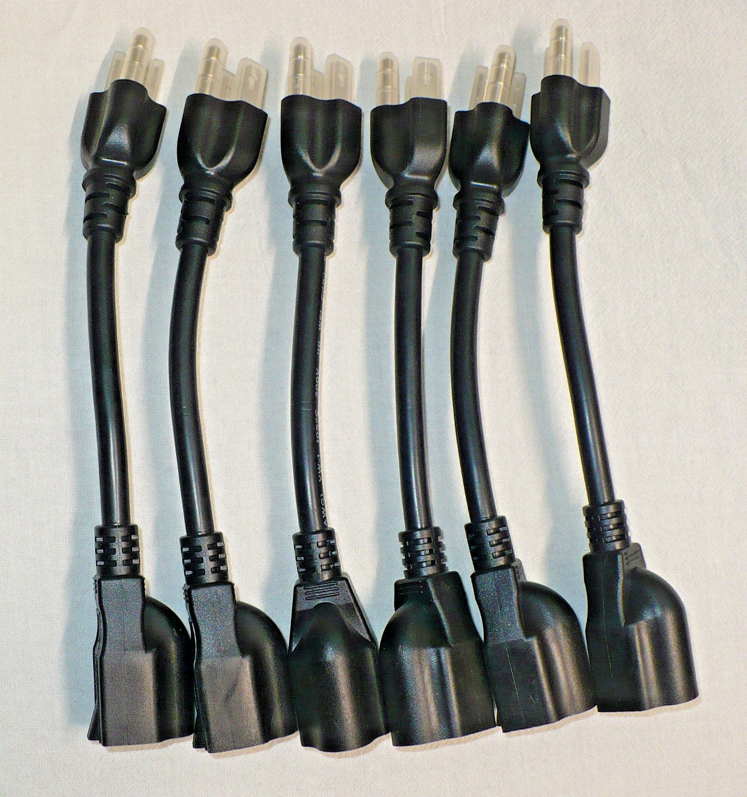(Lot of 6) Miady Short Power Extension Cord Outlet Saver, 16AWG/13A, 3 Prong
