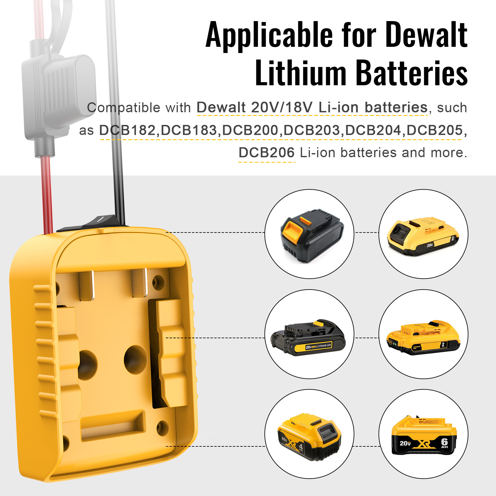 2-Pack 20V To 12V Power Wheel Adapter Compatible with Dewalt 20V Battery