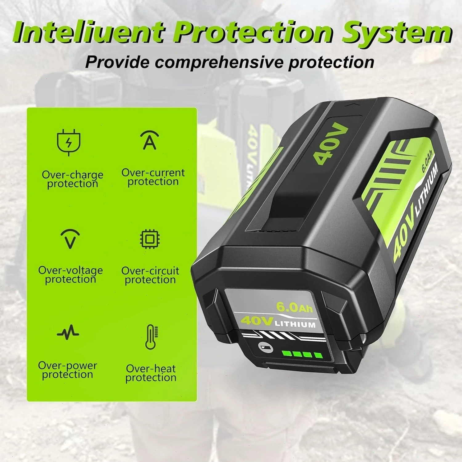 40V 8.0Ah Battery for Ryobi 40 Volt Lithium OP4050 OP40602 OP40261 OP4060 OP4030