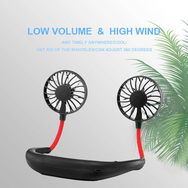 Portable USB Rechargeable Neckband Lazy Neck Hanging Dual Cooling Mini Fan USA