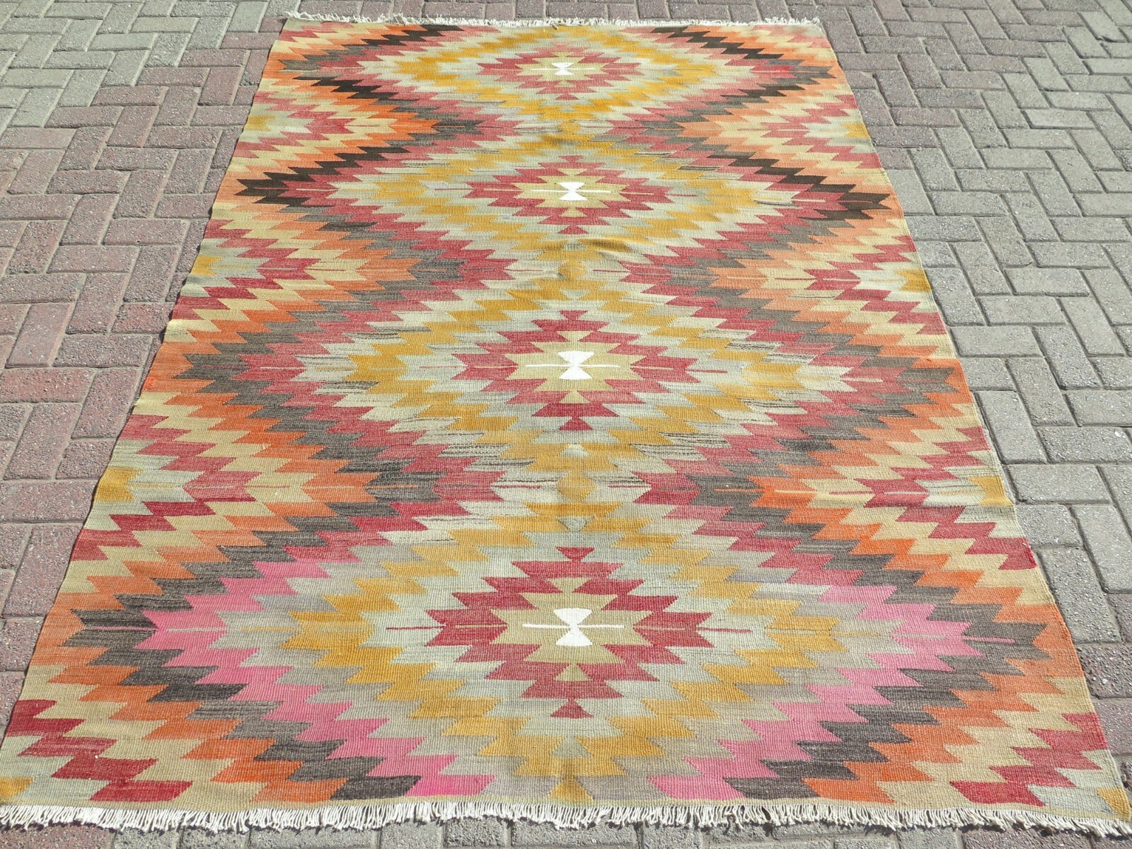 Turkish Classic Kilim, Handmade Carpet, Large Floor Esme Rug, Area Rugs 68″x94″