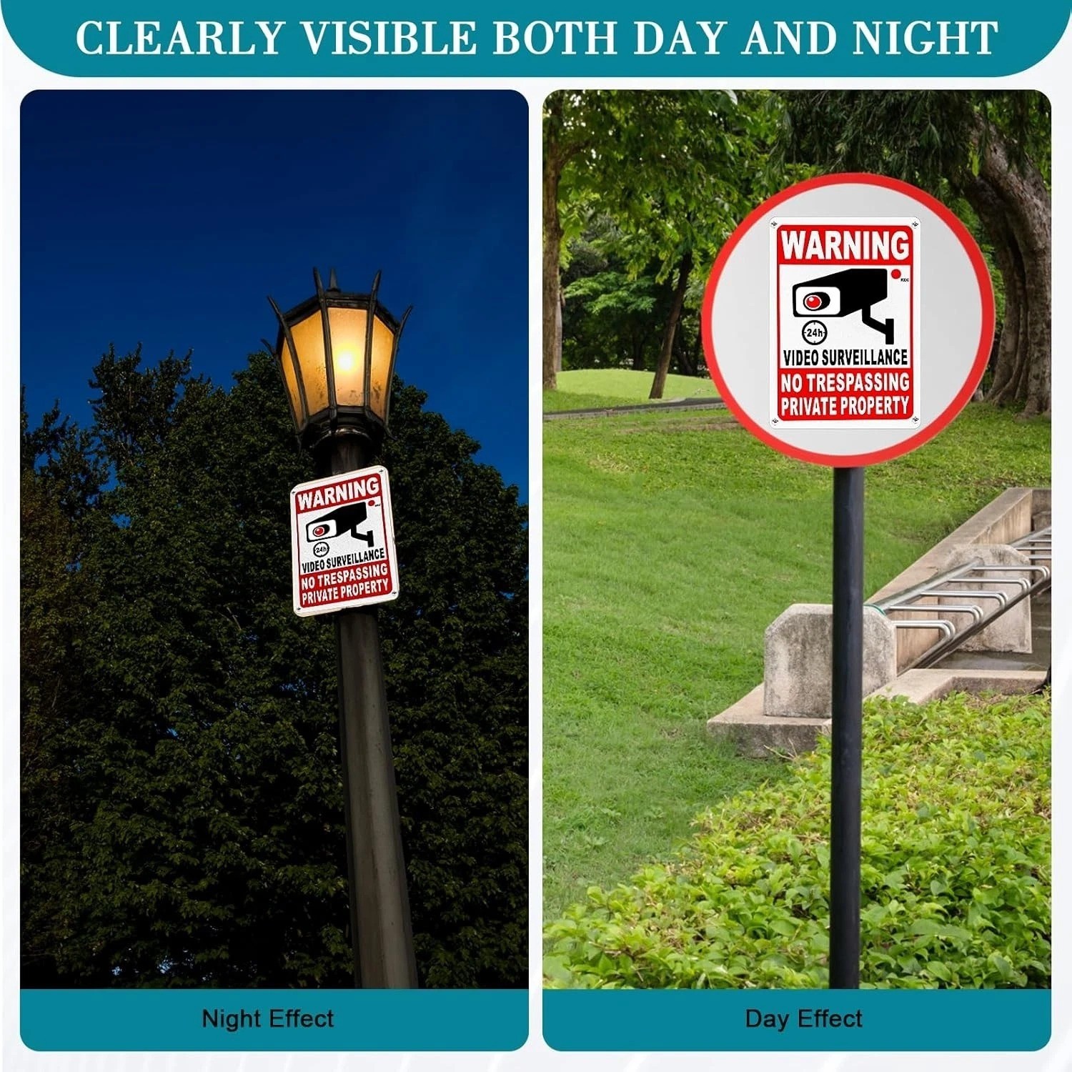 4 Pack Private Property No Trespassing Signs Aluminum Yard Security Camera Sign