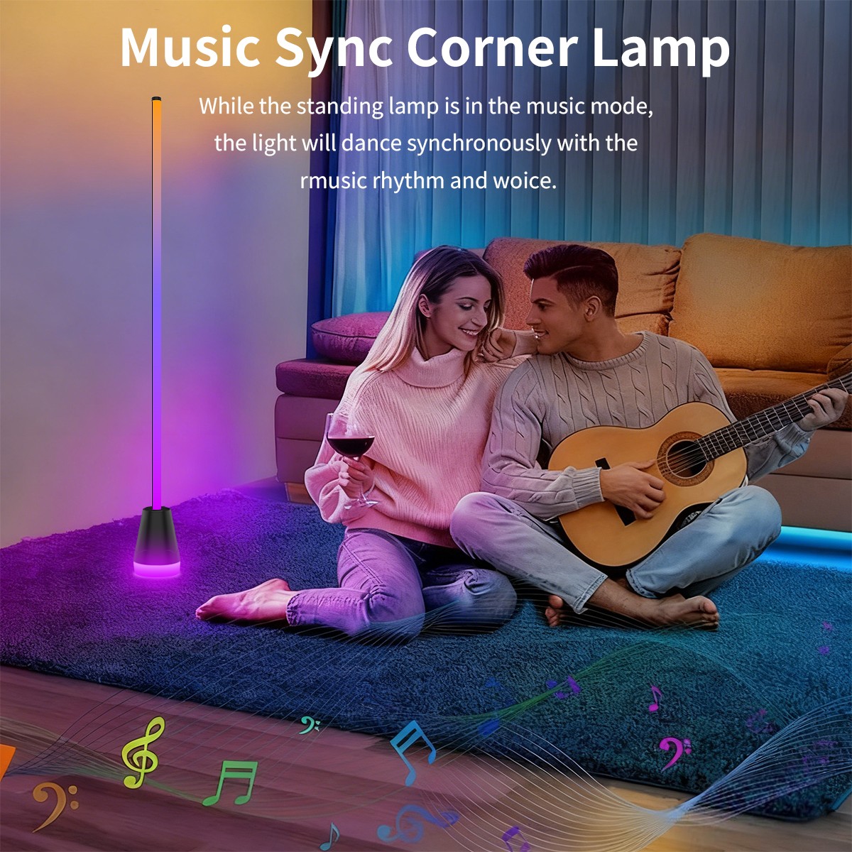 2pc 56″ Smart LED Floor Lamp RGB Remote & APP Control Music Sync Corner Lighting