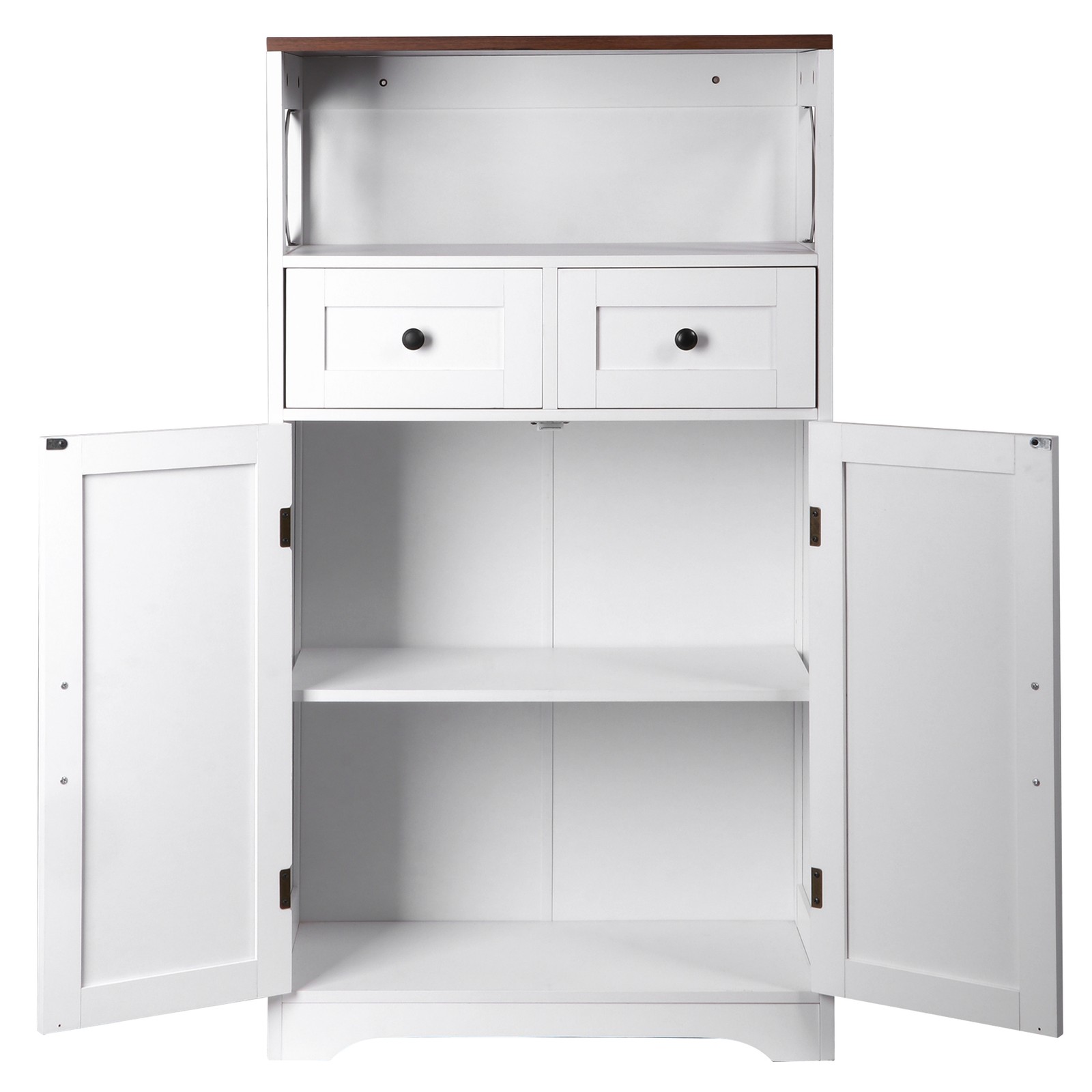 Farmhouse Storage Cabinet Bathroom Floor Cabinet Kitchen Pantry w/ Drawers White