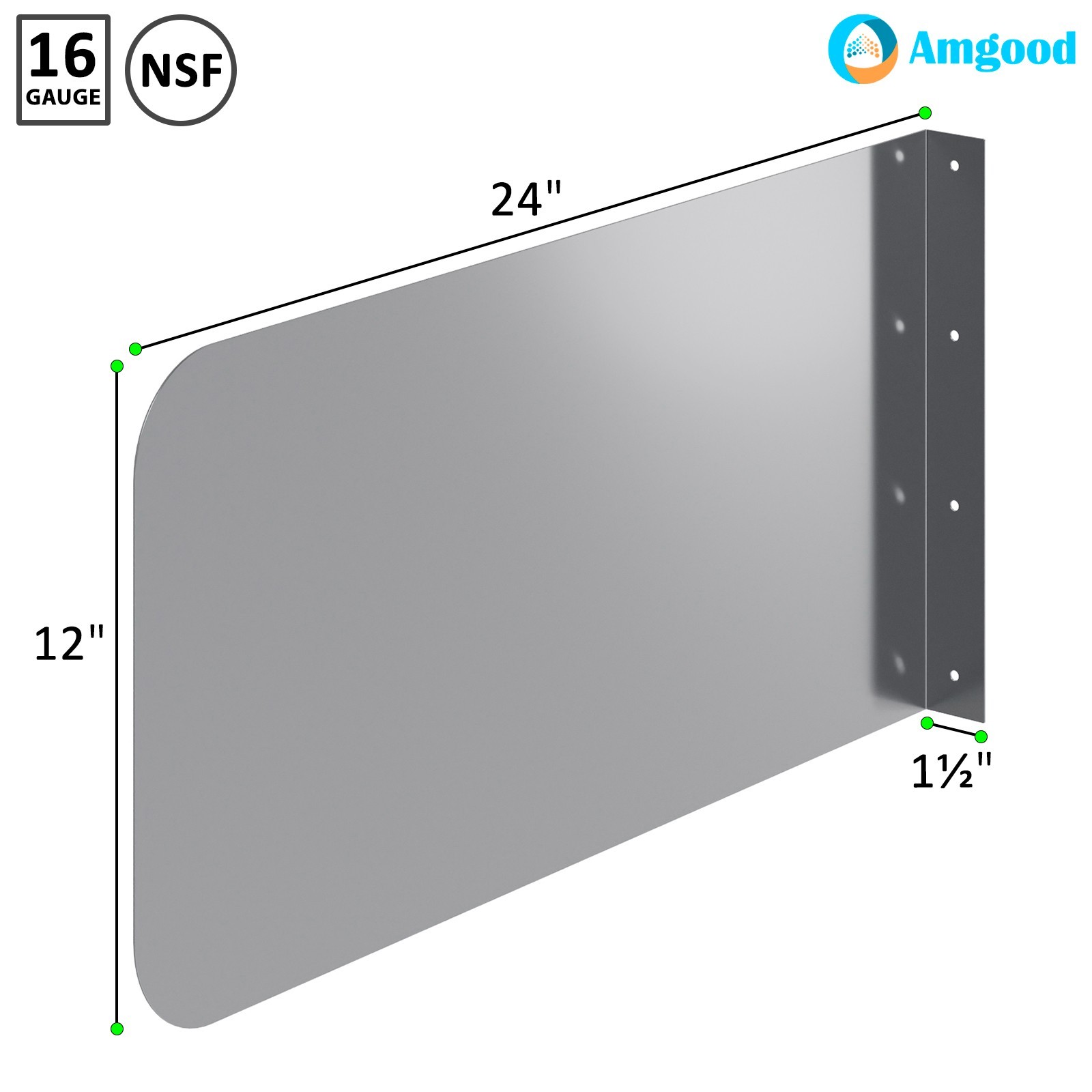 24 in. x 12 in. Stainless Steel Wall Mount Splash Guard
