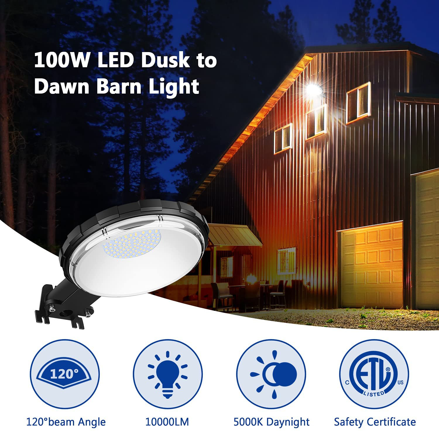 100W 300W LED Barn Yard Street Outdoor Security Light Dusk to Dawn Flood Lights