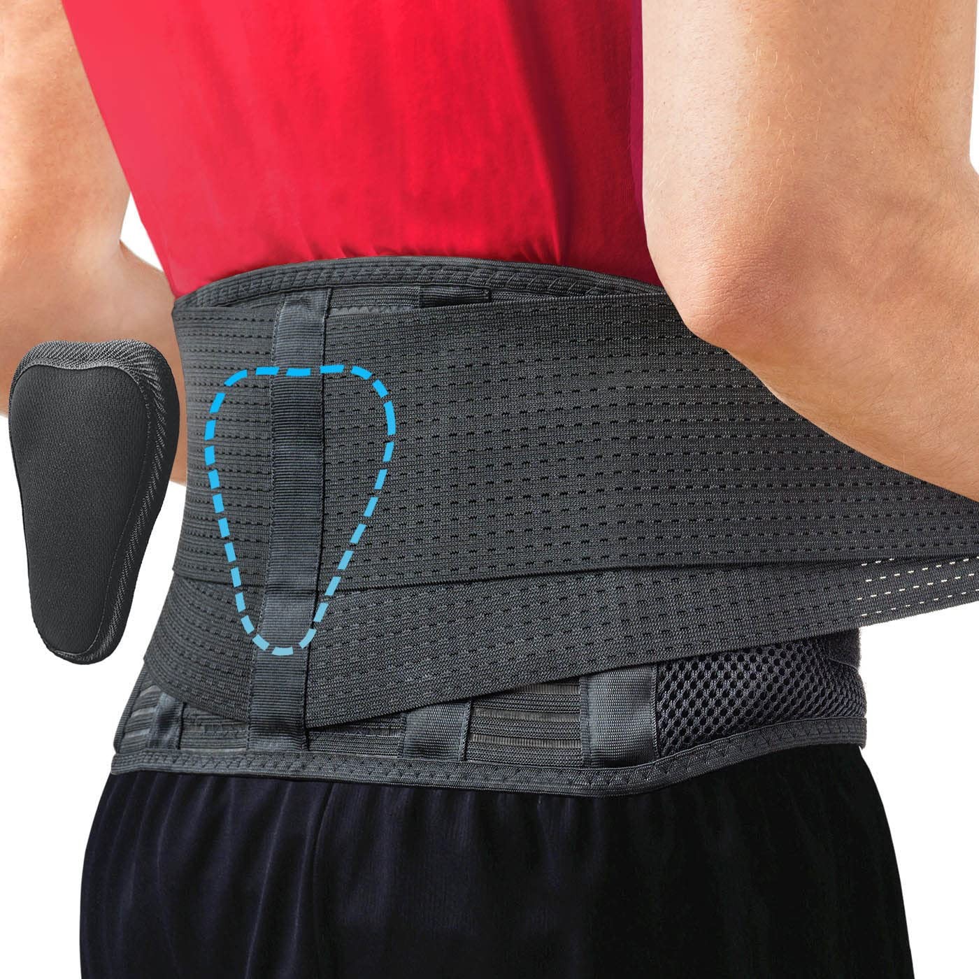 Sparthos Back Brace for Women & Men, Sciatica, Lower Back Pain – Black-S