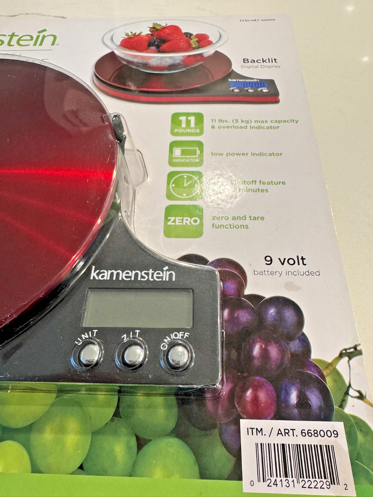 Kamenstein Stainless Steel Digital Kitchen Scale Red Metallic 11 lb Capacity New
