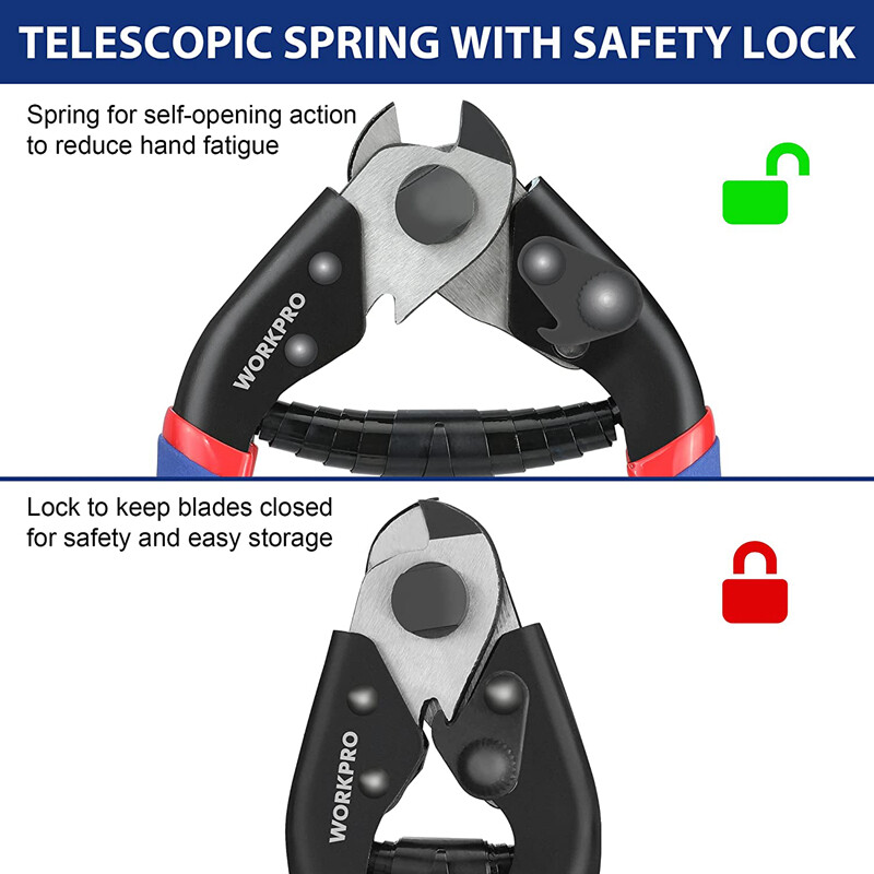 WORKPRO 7.5″ Cable Cutter Heavy Duty Wire Rope Cutter Chrome Vanadium Steel Jaws