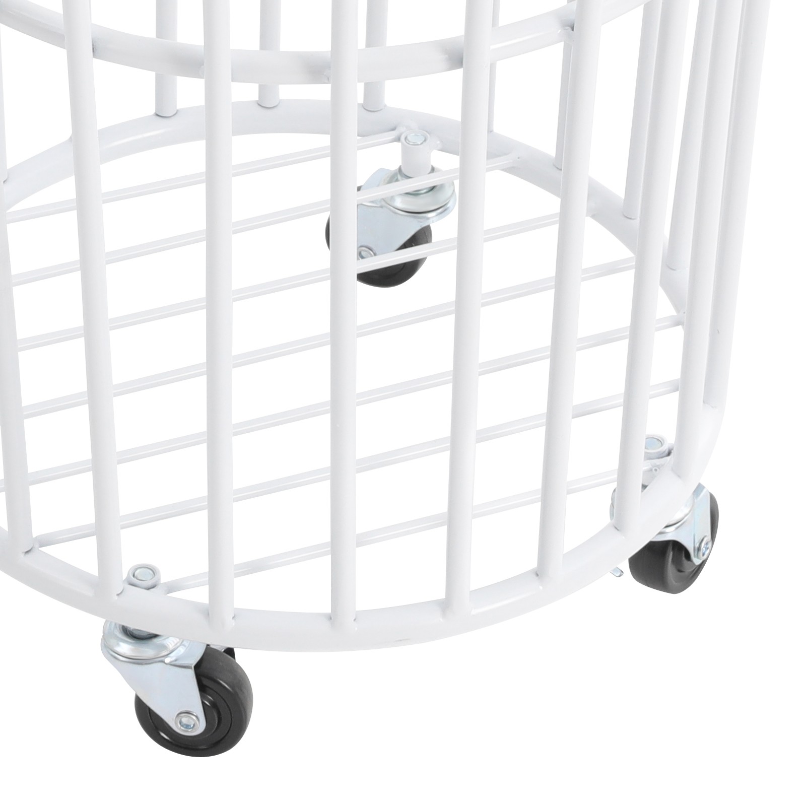 Metal Rolling Laundry Basket, 14.2*15.7in White Laundry Basket with Wheels