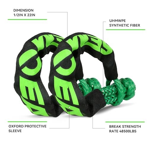 Kinetic Recovery Rope, 1″ x 30ft 48500LBS, Kinetic Rope 30FT Black & Green
