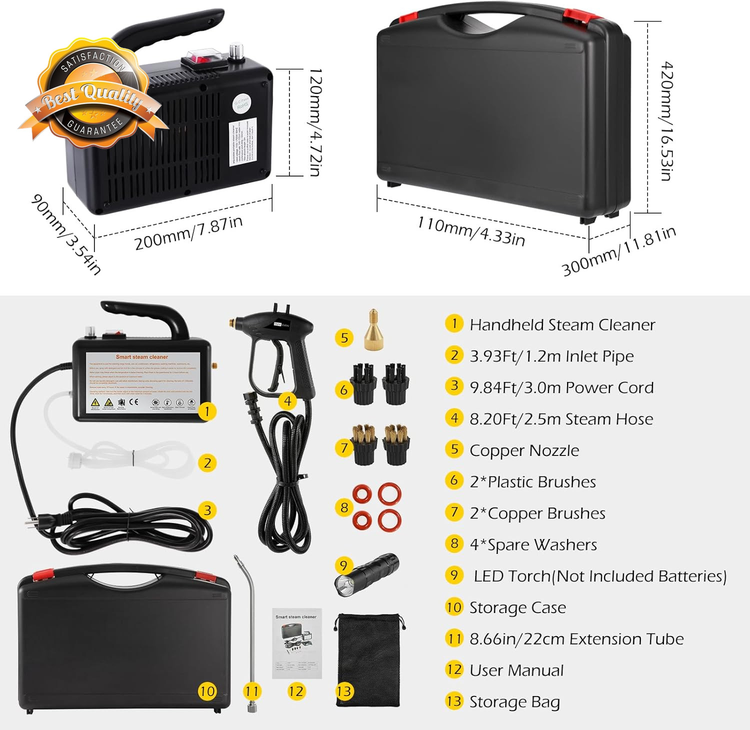 Handheld Steamer for Cleaning 1700W Car Engine Steam Cleaner | High Pressure Ste