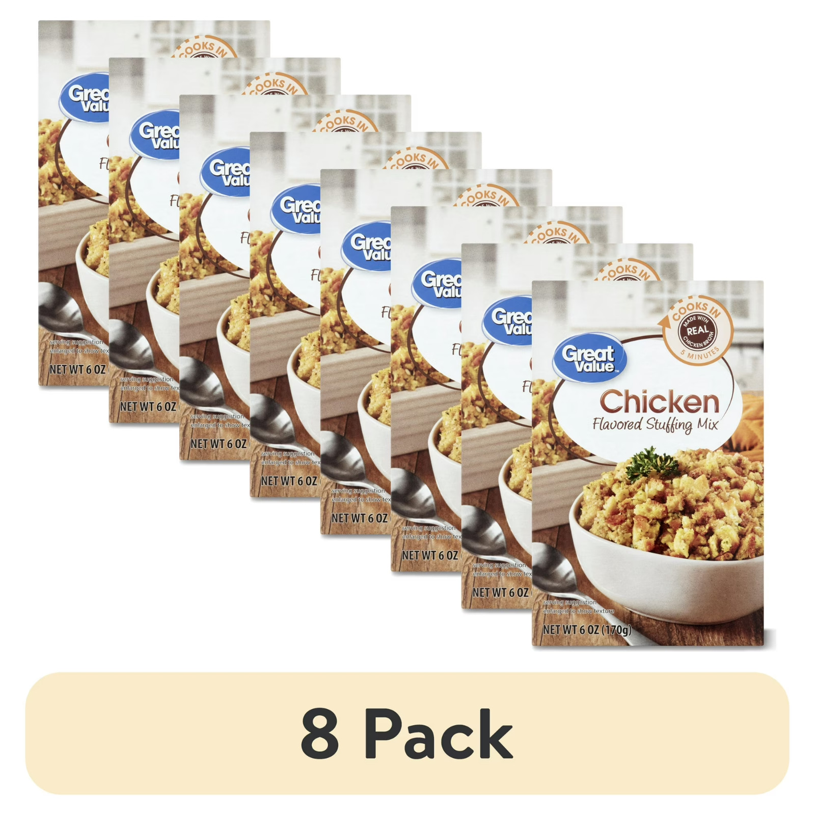 (8 Pack) Great Value Chicken-Flavored Stuffing Mix, 6 Oz FAST FREE SHIPPING..