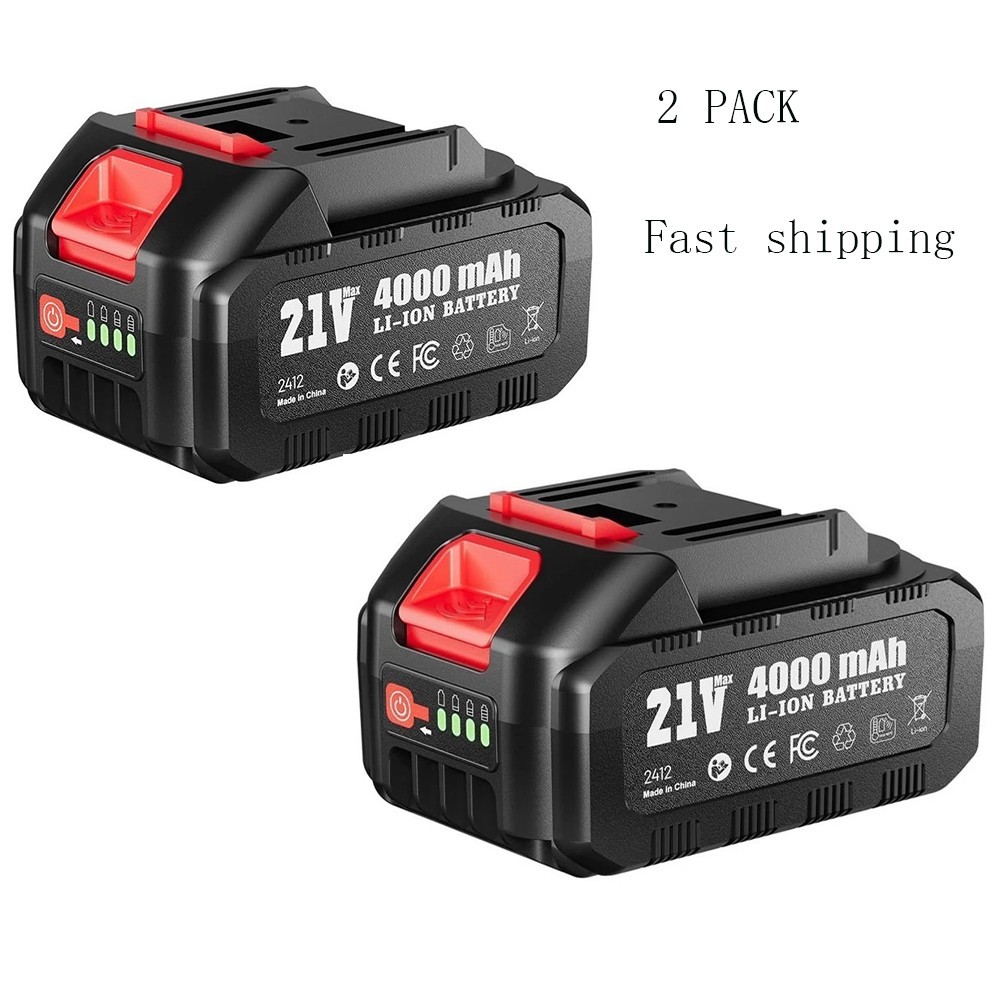 2PACK 21V 4000mAh Rechargeable Battery for Chainsaw Impact Wrench Power Tool