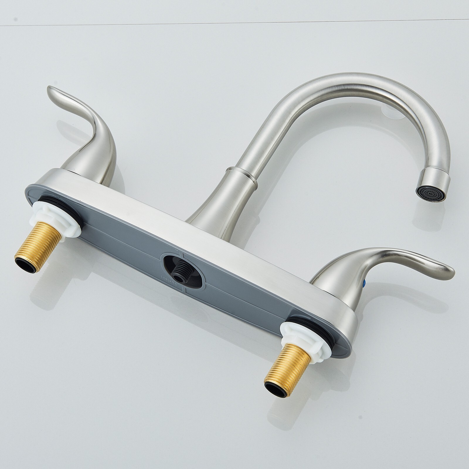 Brushed Nickel Kitchen Faucet 2Handle 4 Hole Sink Mixer Faucet with Side Sprayer