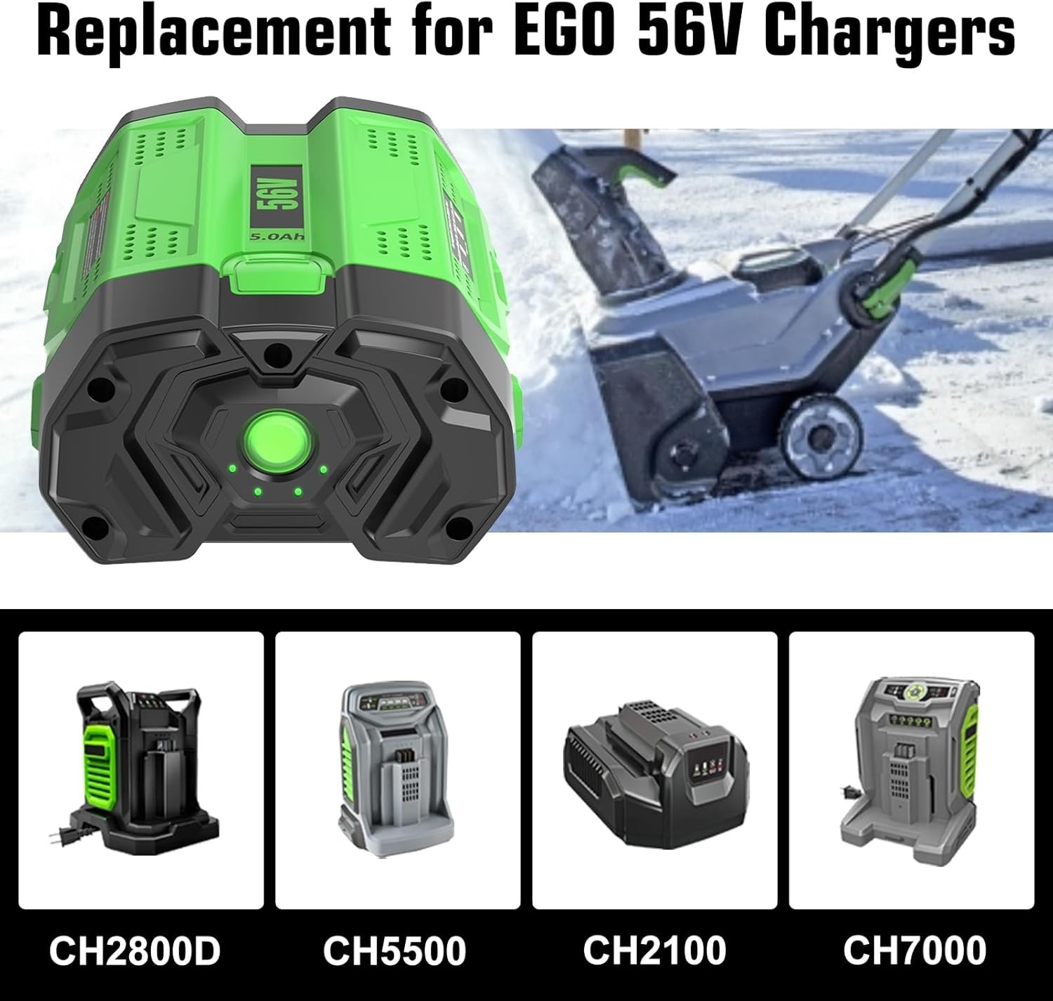 56V 5.0Ah LI-ION Battery / Charger For EGO Power+ 56volt BA1400T BA4200 BA2800