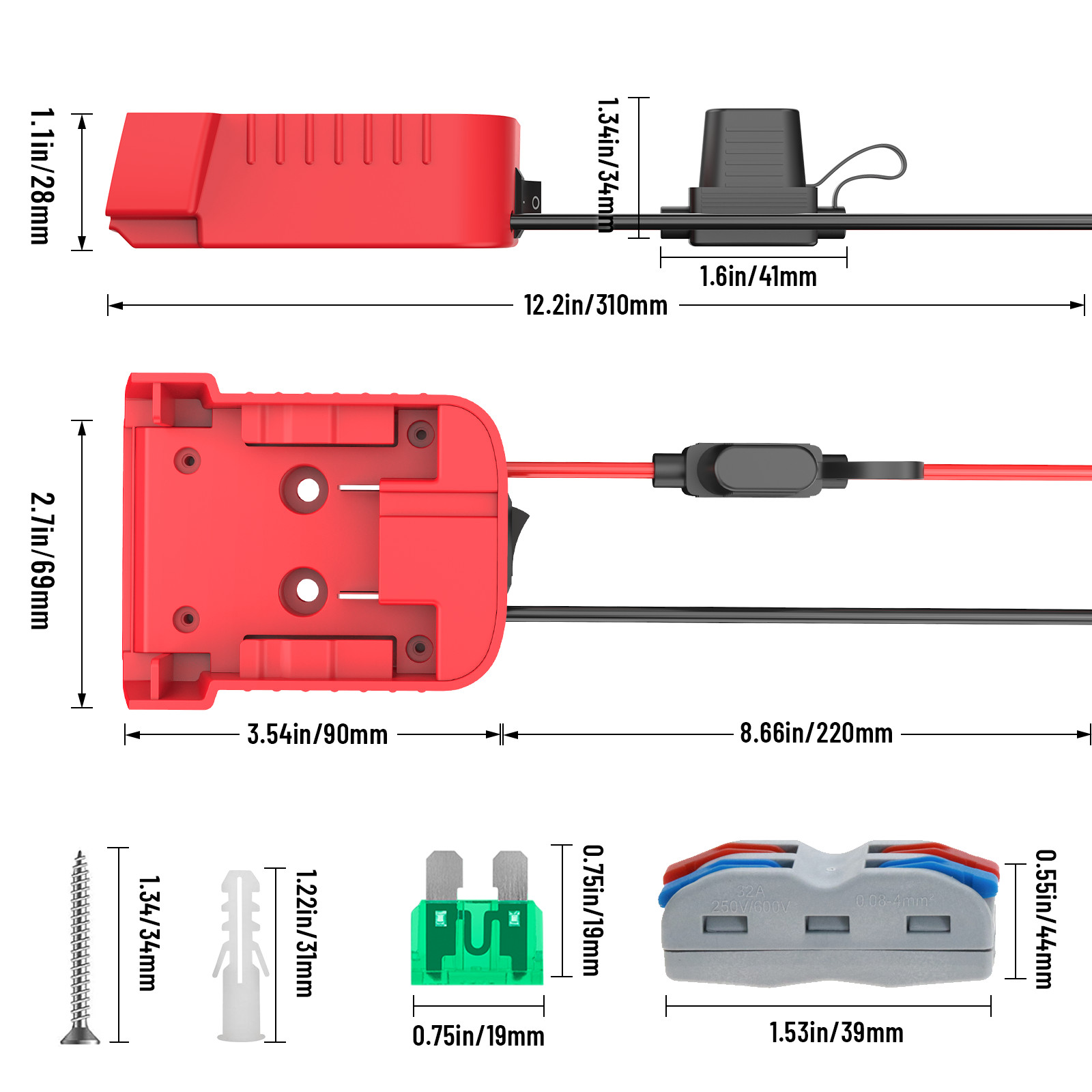 2 Pcs Power Wheel Adapter Compatible With Milwaukee 18V Battery for DIY RC Car