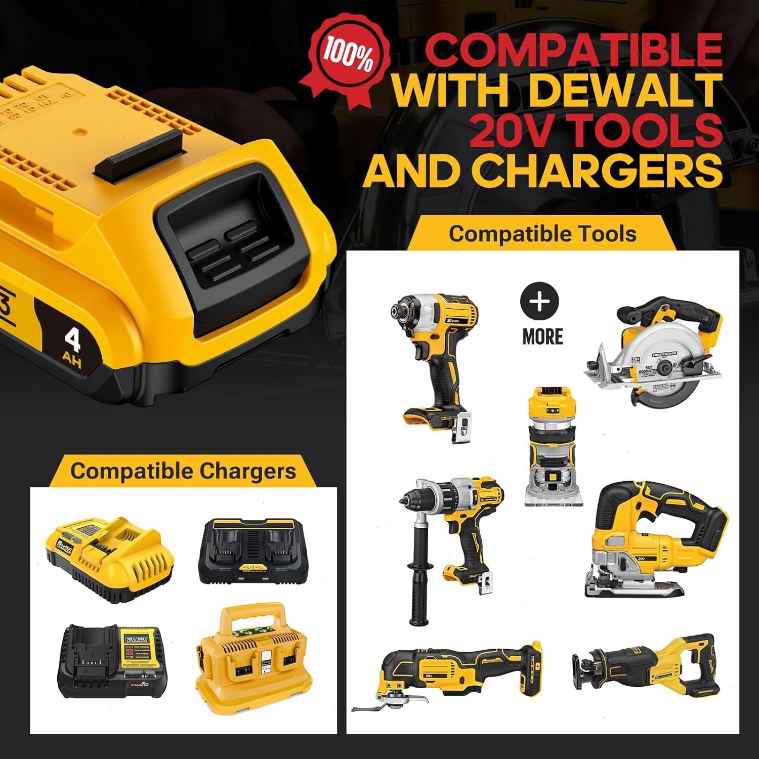 Pack 12.0AH For DeWalt 20V 20 Volt Max XR Lithium Ion Battery DCB206-2 DCB205-2