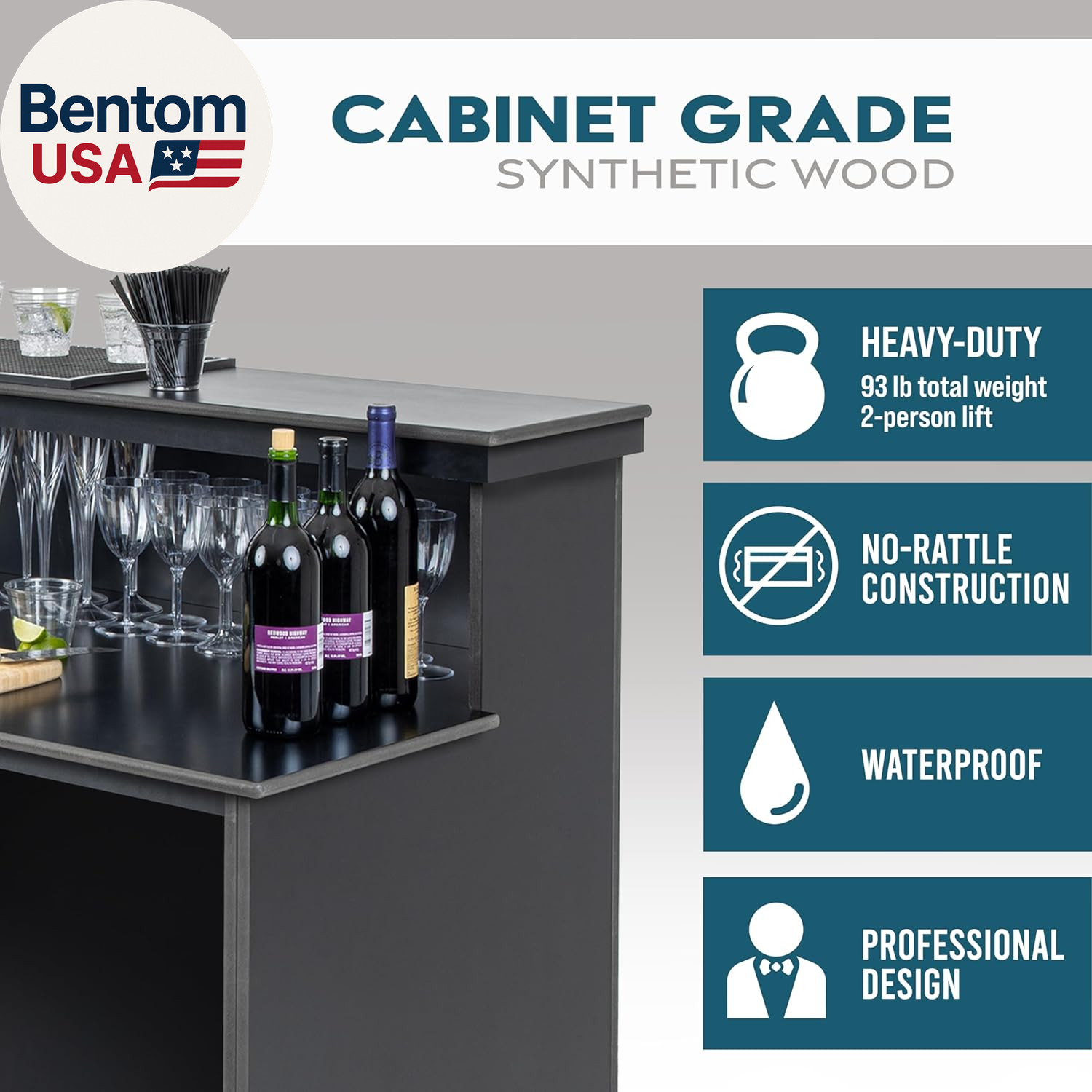 Elite Portable Bar Table for Events – Foldable Commercial Grade Wood – Pop up Mo