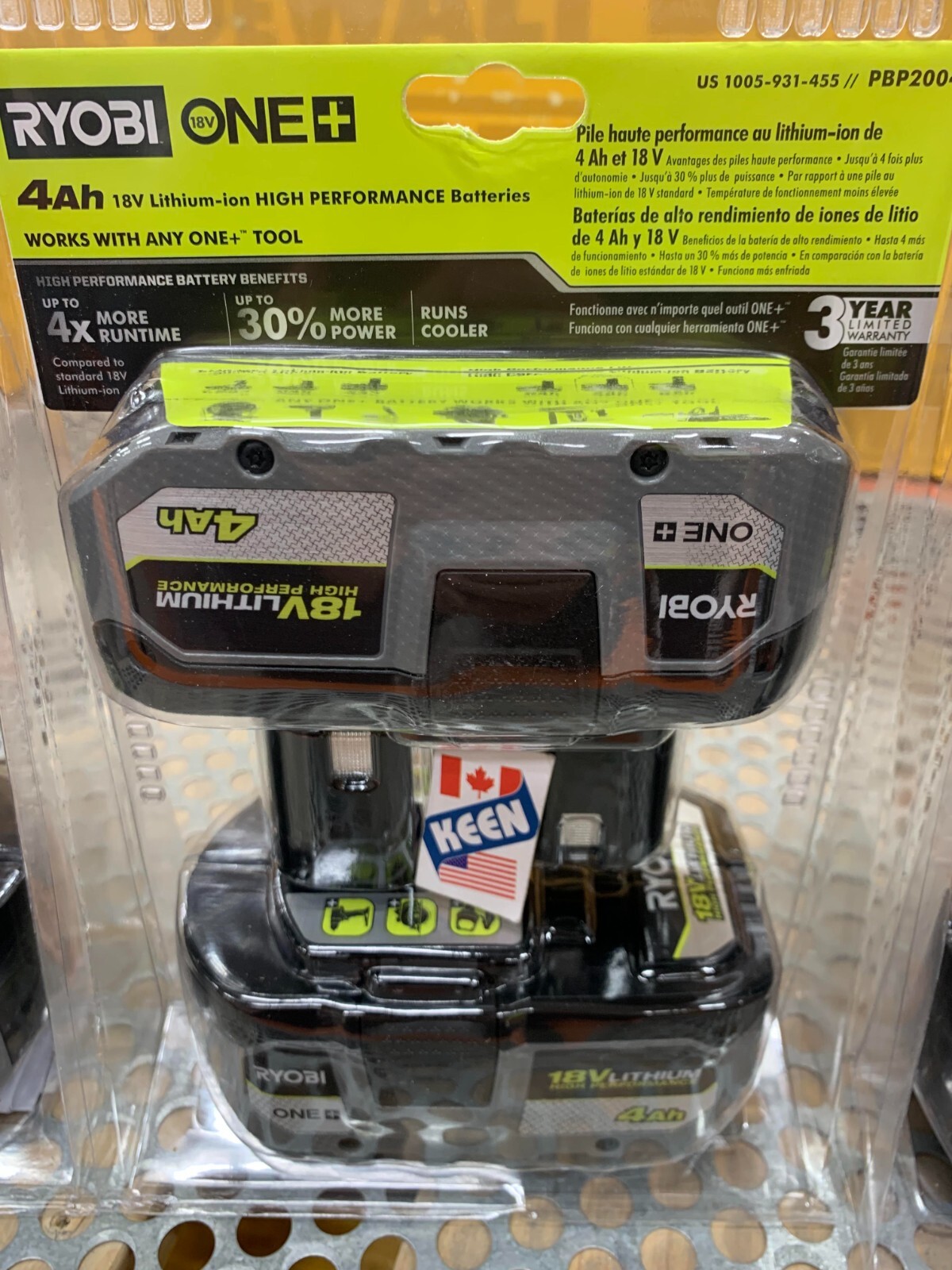 RYOBI CANADA 18V HIGH PERFORMANCE Lithium-Ion 4.0 Ah Battery 2-PACK