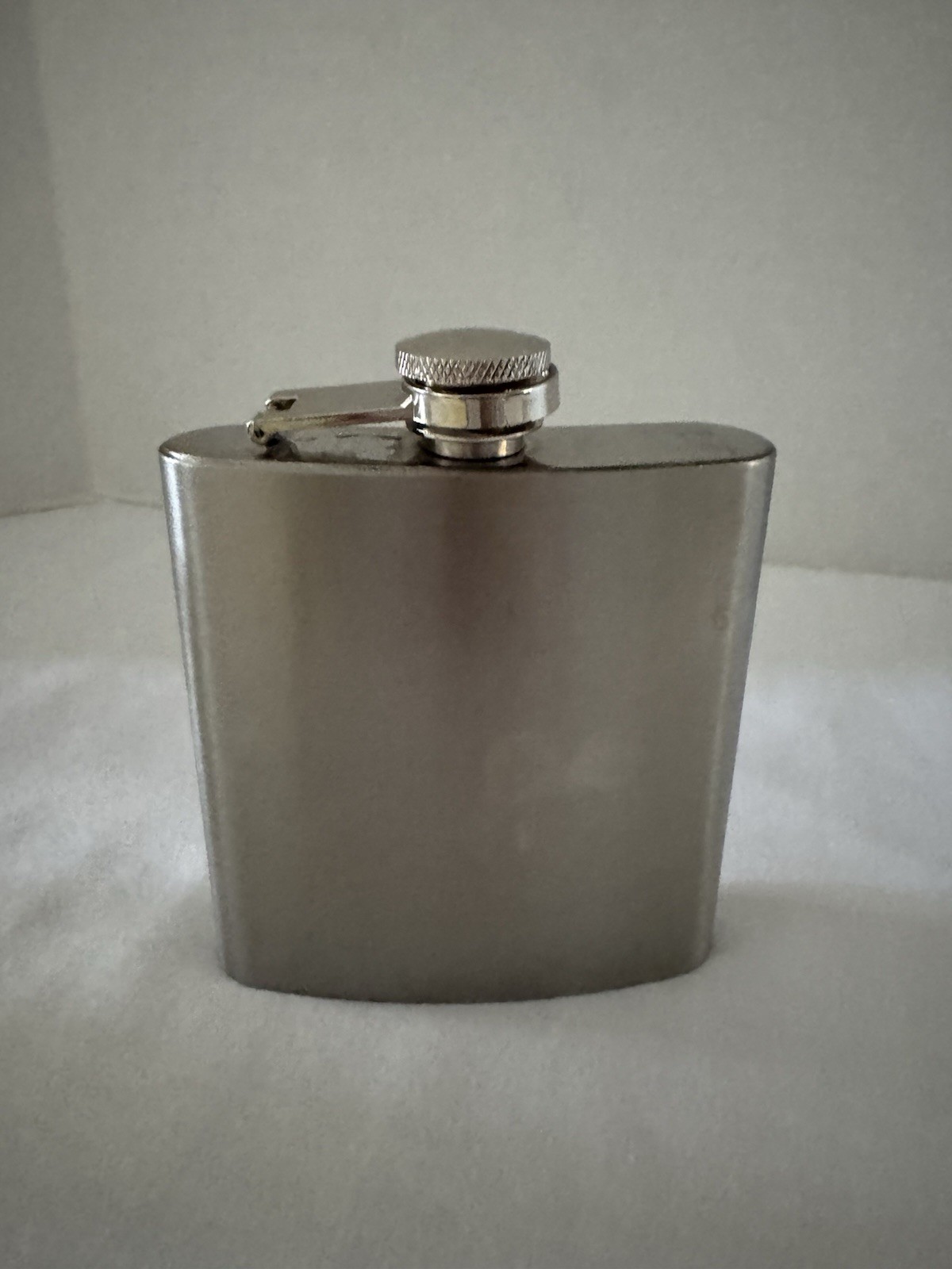Classic Stainless Steel Flask w/Attached Screw On Lid