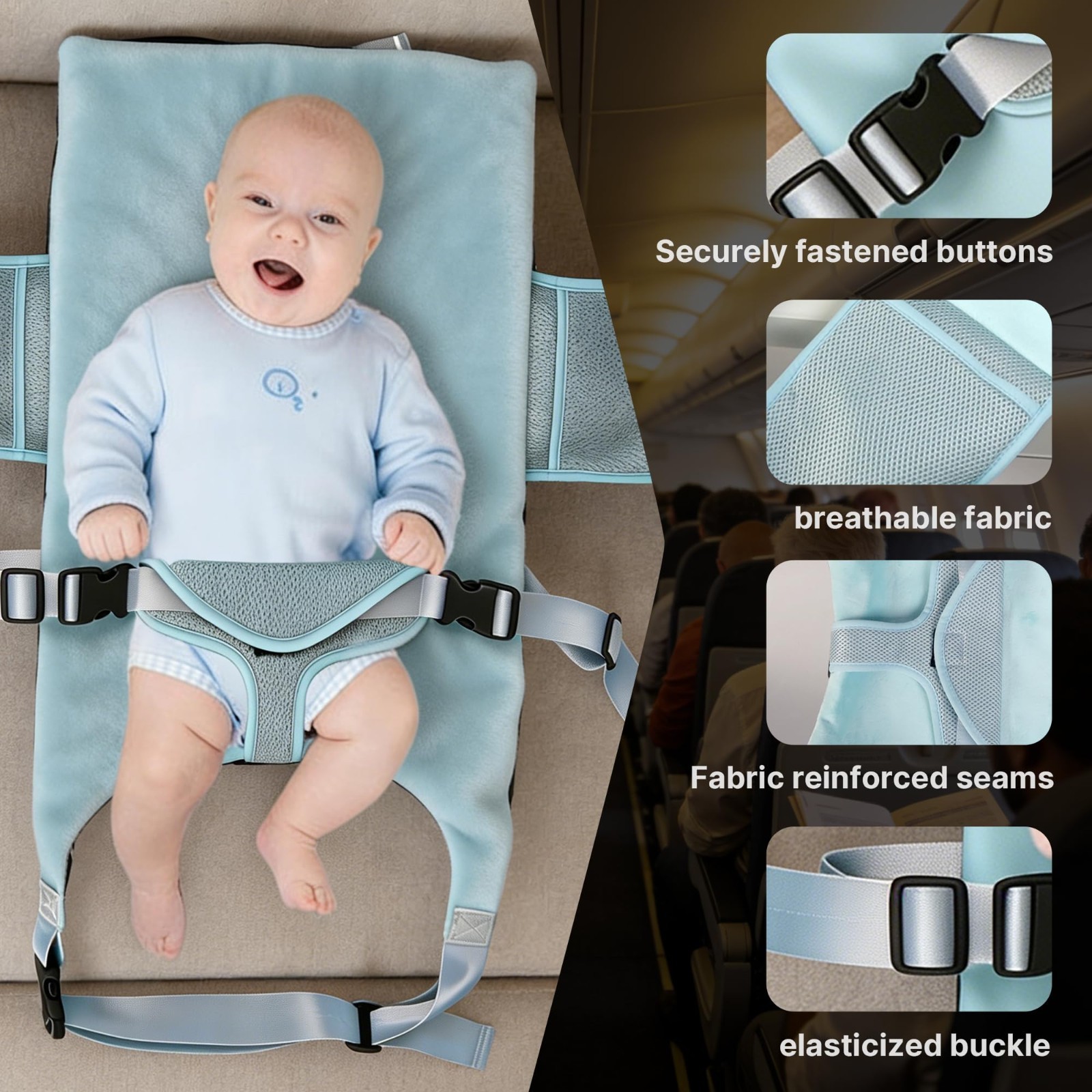 Portable Toddler Airplane Bed for Babies 1-12 Months – Travel Essentials for Fli