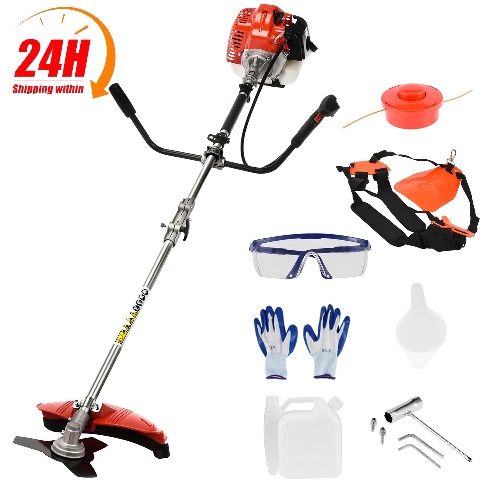 52CC 2-Stroke Gas String Trimmer & Brush Cutter Straight Shaft Weed Eater Multi