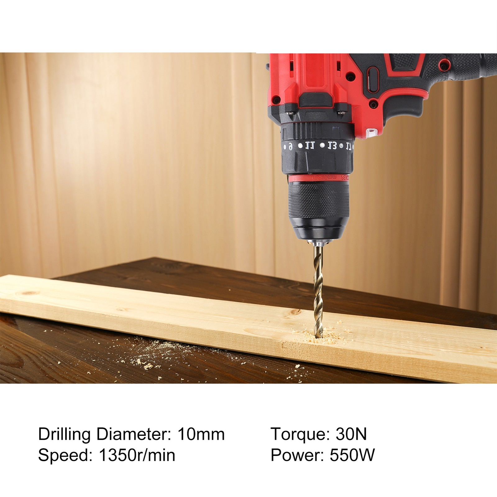 Cordless Drill Combo Kit Brushless Motor 3Pcs 1300mAh Batteries LED Light Drill