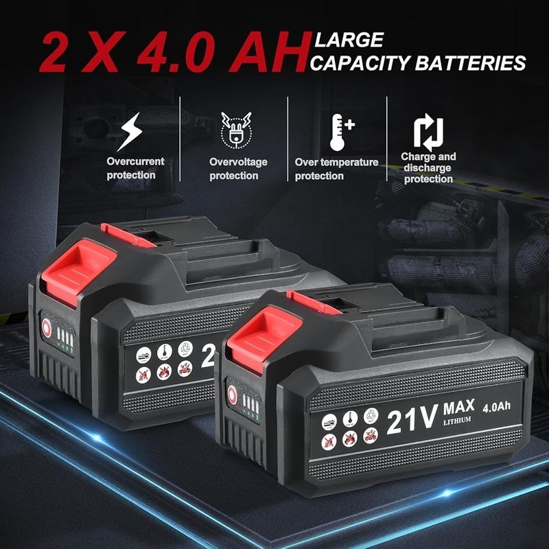 Cordless Brushless Angle Grinder 21V 3 Speed 9500RPM 2 Batteries Accessories New