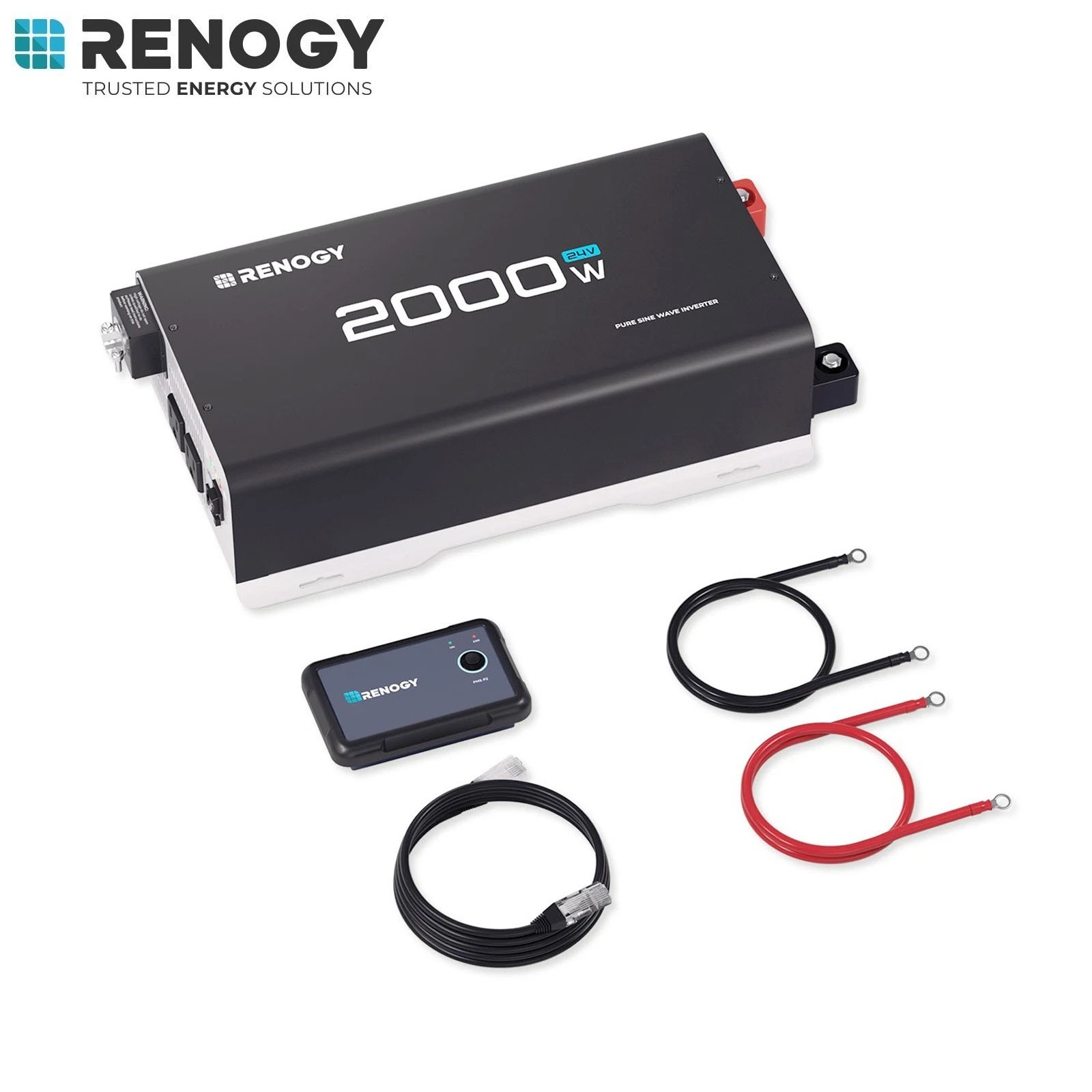 Renogy 2000W 24V Pure Sine Wave Inverter 92% Energy Efficiency w/2 AC Outputs