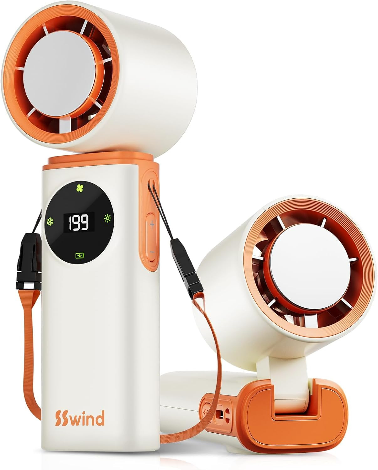 6000Mah Portable Handheld Fan with Ice Cooling, 199 Levels Stepless Speed, 20H L