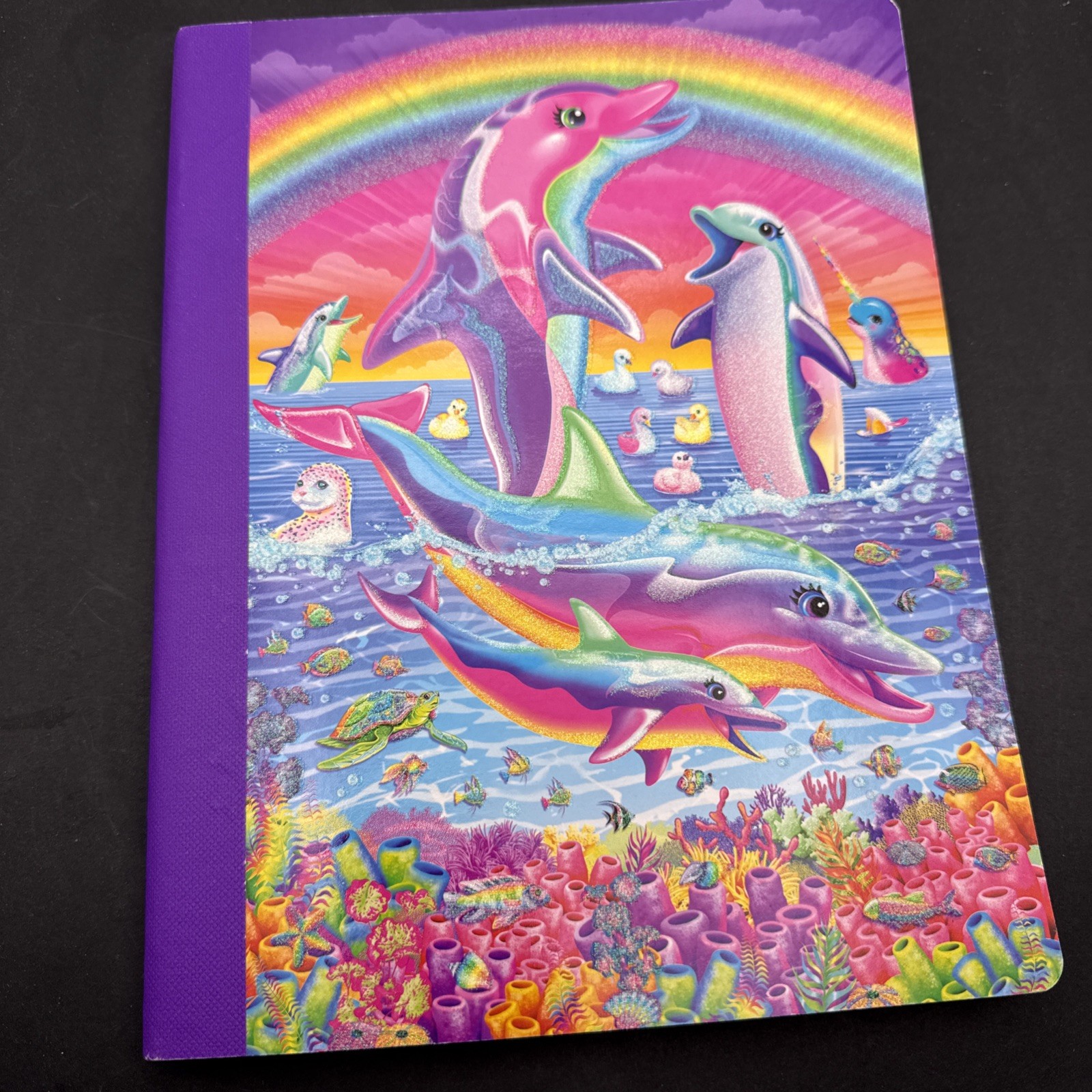 Lisa Frank Composition Notebook Dolphins 100 Wide Ruled 9.75inx7.5 In