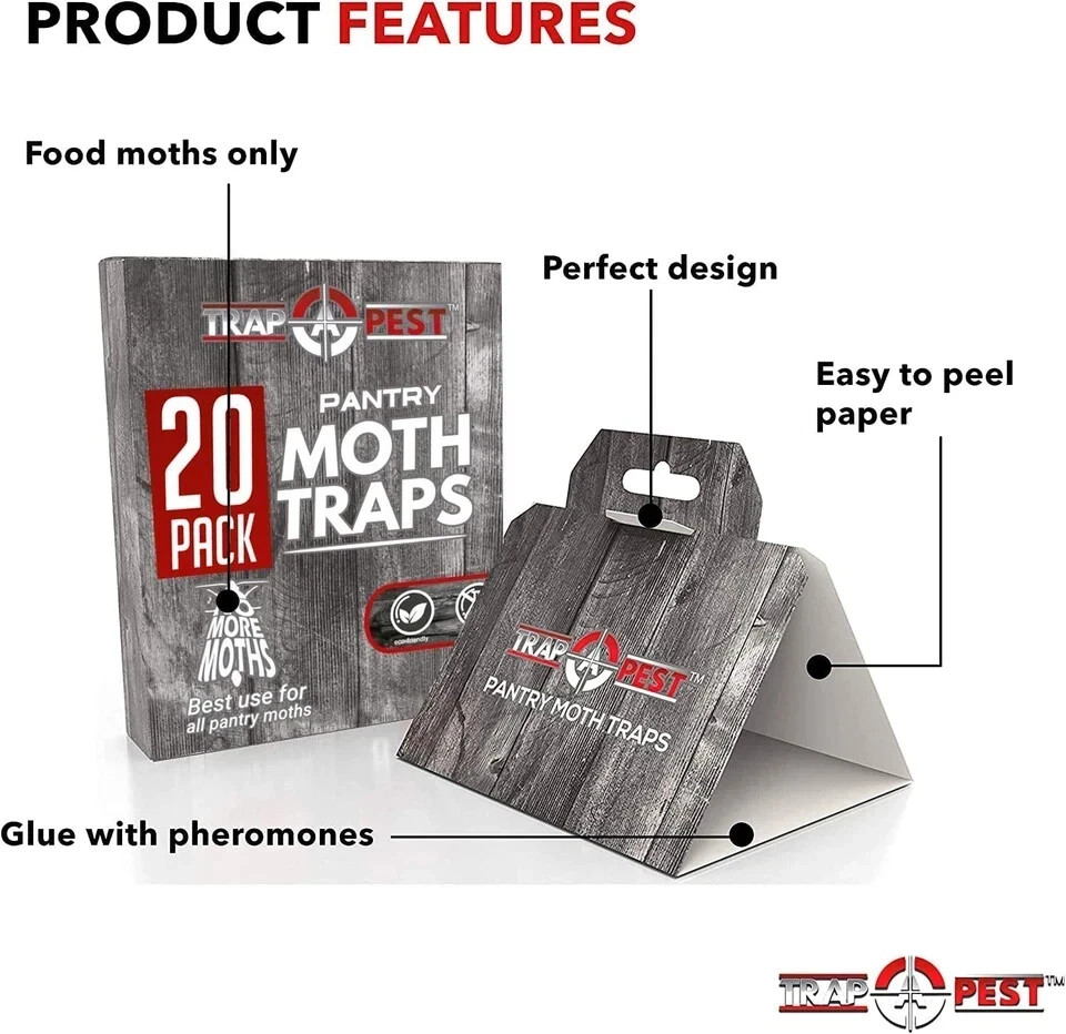20 Pack Pantry Moth Traps – Safe and Effective for Food and Cupboard – Glue Trap