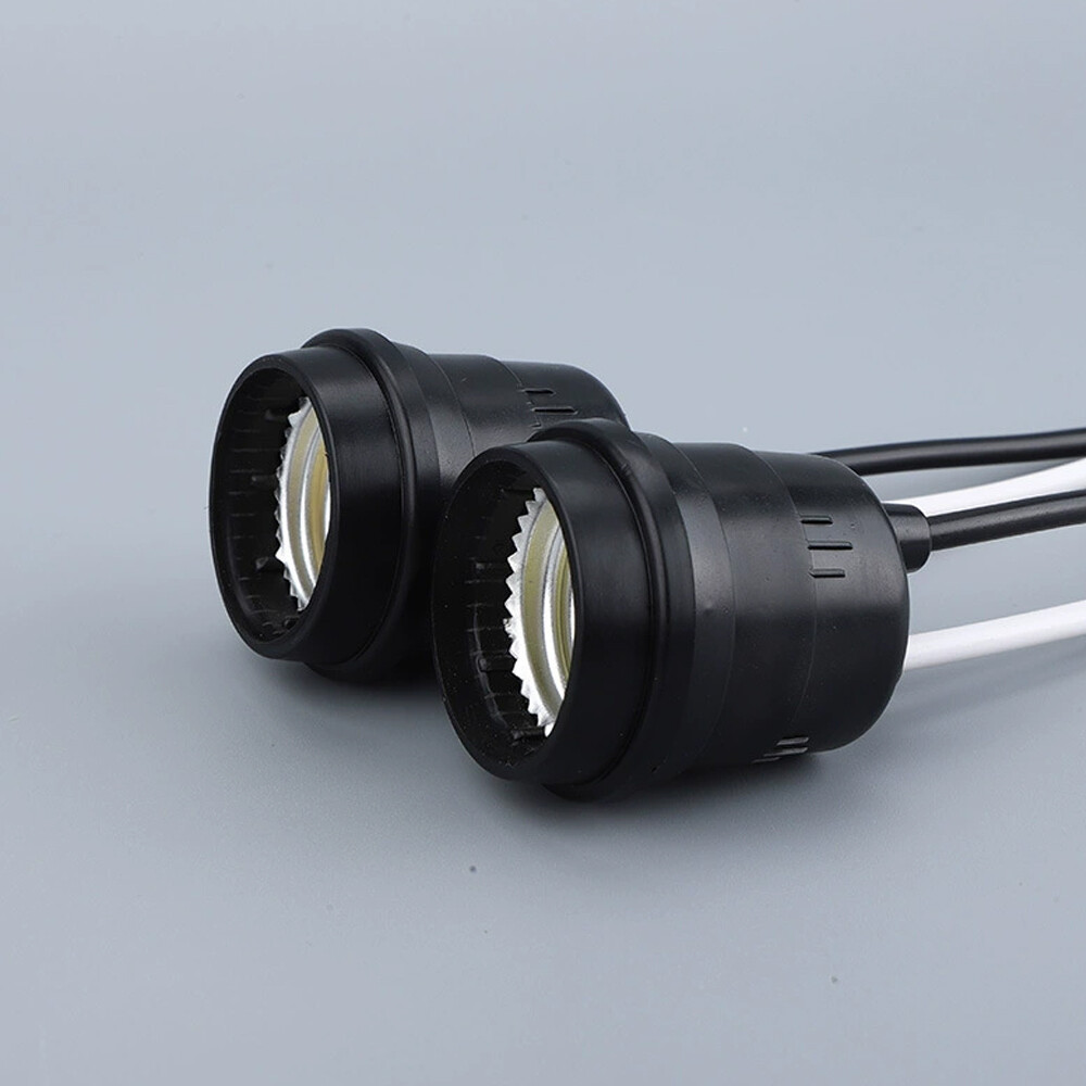 12PCS Lamp Base Waterproof Black Pigtail Lamp Holder Socket 250V 6A 12 E27