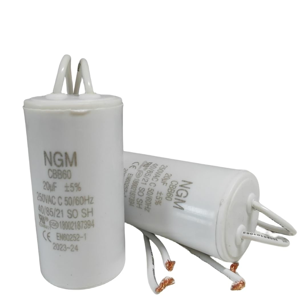 20UF MFD CBB60 Motor Run Capacitor 250VAC Volts Round Cylinder 2 Wires,…
