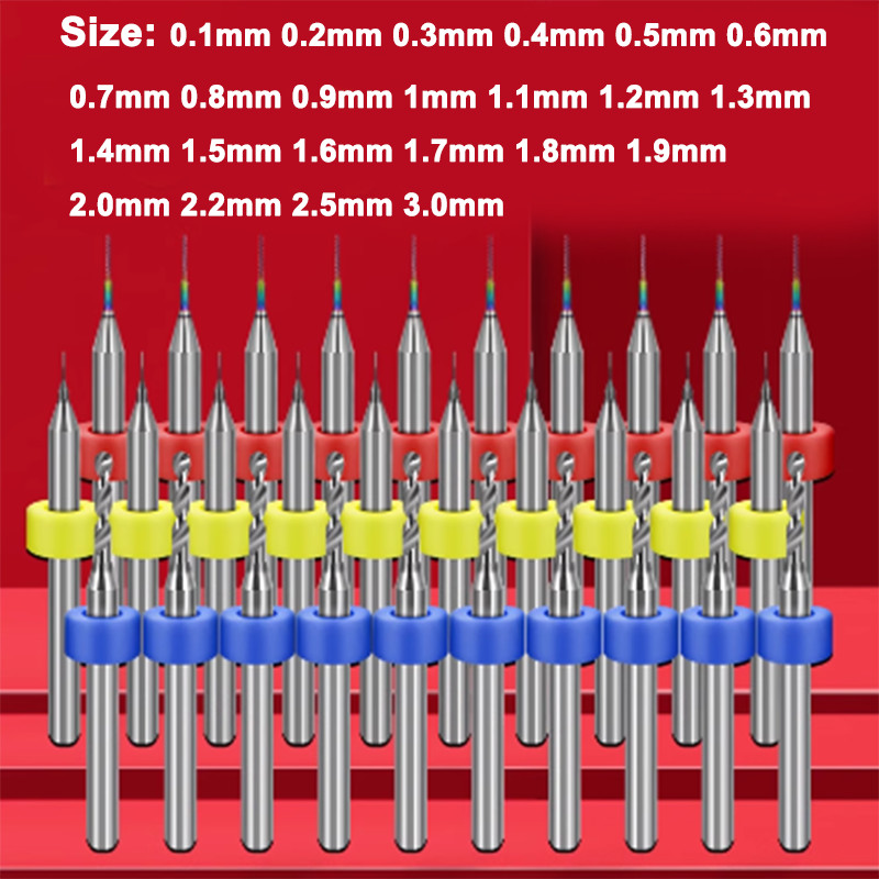 0.1mm-3.0mm Tungsten Steel Carbide PCB CNC Micro Drill Bits Set Rotary Milling