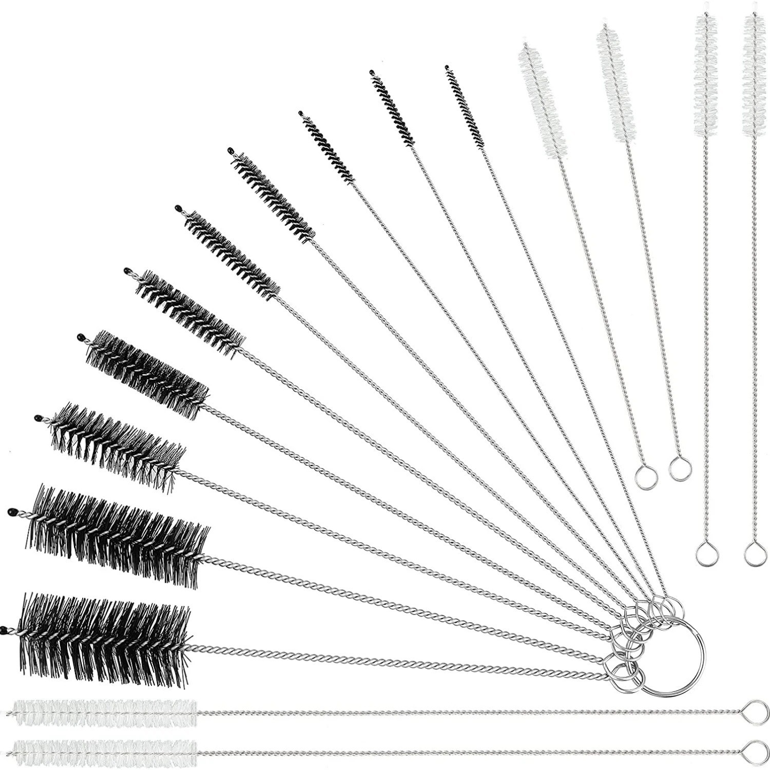 Nylon Straw Brush Cleaner Bottle Tube Pipe Small Long Cleaning 10Pcs Set